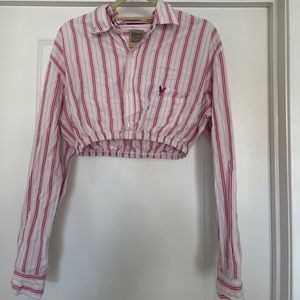 Cropped stripped button down